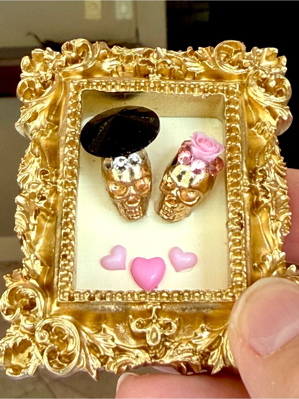 Set of 3 hand crafted Halloween themed tiny art pieces for refrigerator or shelf - Picture 4 of 7